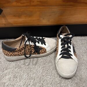 Leopard Print Cream & Brown Women's Fashion Sneakers